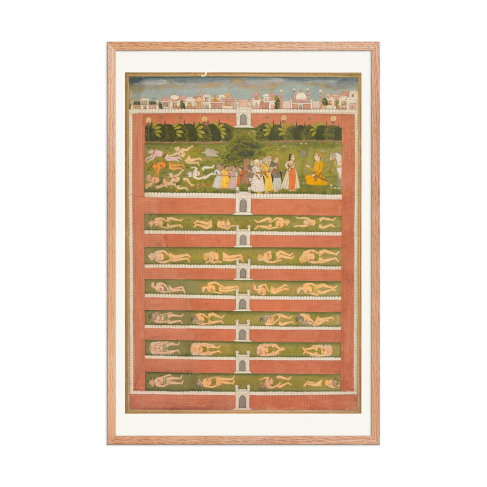 A Princess and Demons before a Nobleman — Restored Mughal Wall Art — view 8