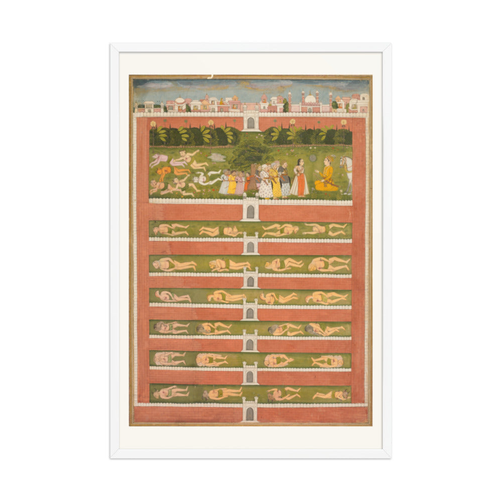 A Princess and Demons before a Nobleman — Restored Mughal Wall Art — view 9