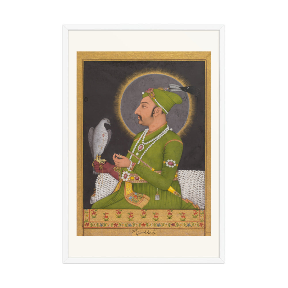 Emperor Muhammad Shah with a Falcon, by Muhammad Rizavi Hindi — Restored Mughal Wall Art — view 10