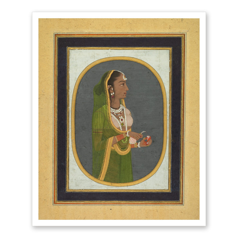 Court Lady Pouring Wine — Restored Mughal Wall Art — view 7