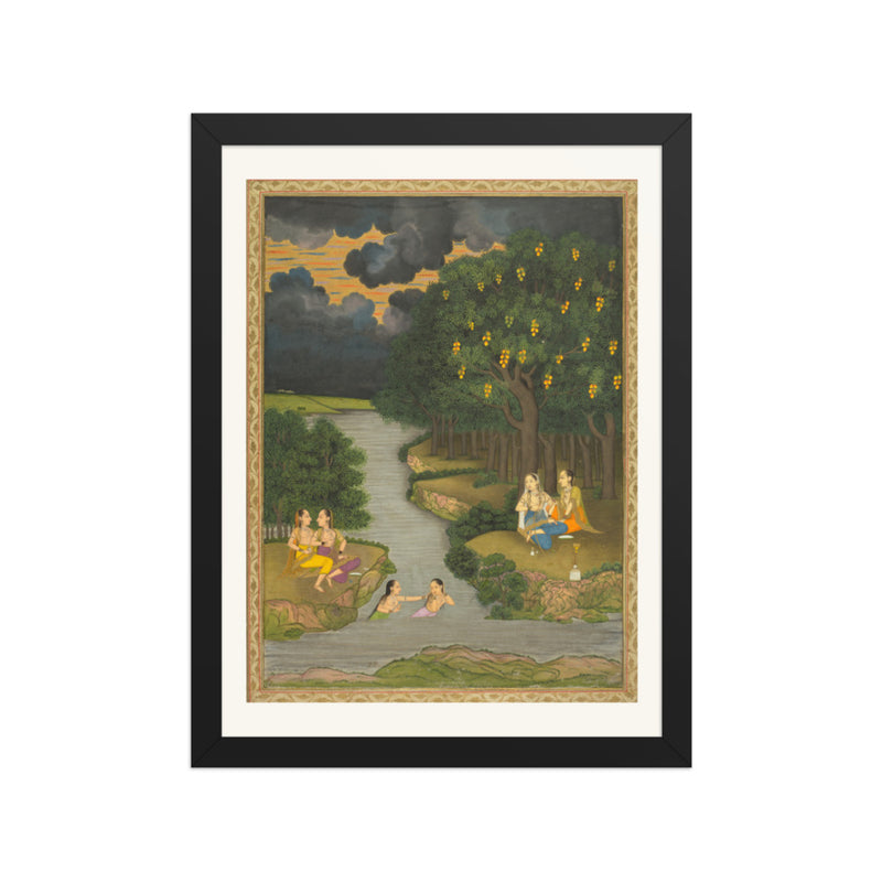 Women enjoying the river at the forest’s edge — Restored Mughal Wall Art