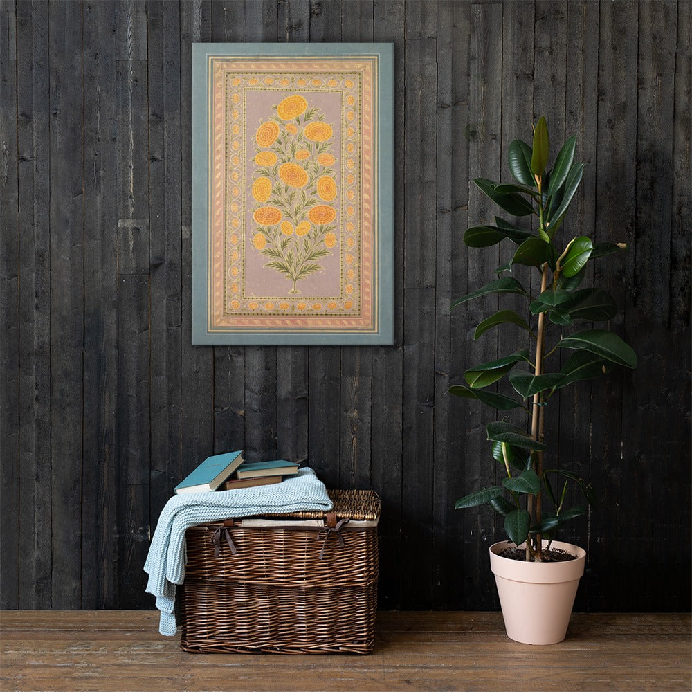 Flowering Marigold (verso) — Restored Mughal Wall Art — view 11