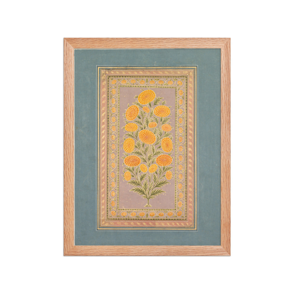 Flowering Marigold (verso) — Restored Mughal Wall Art — view 2