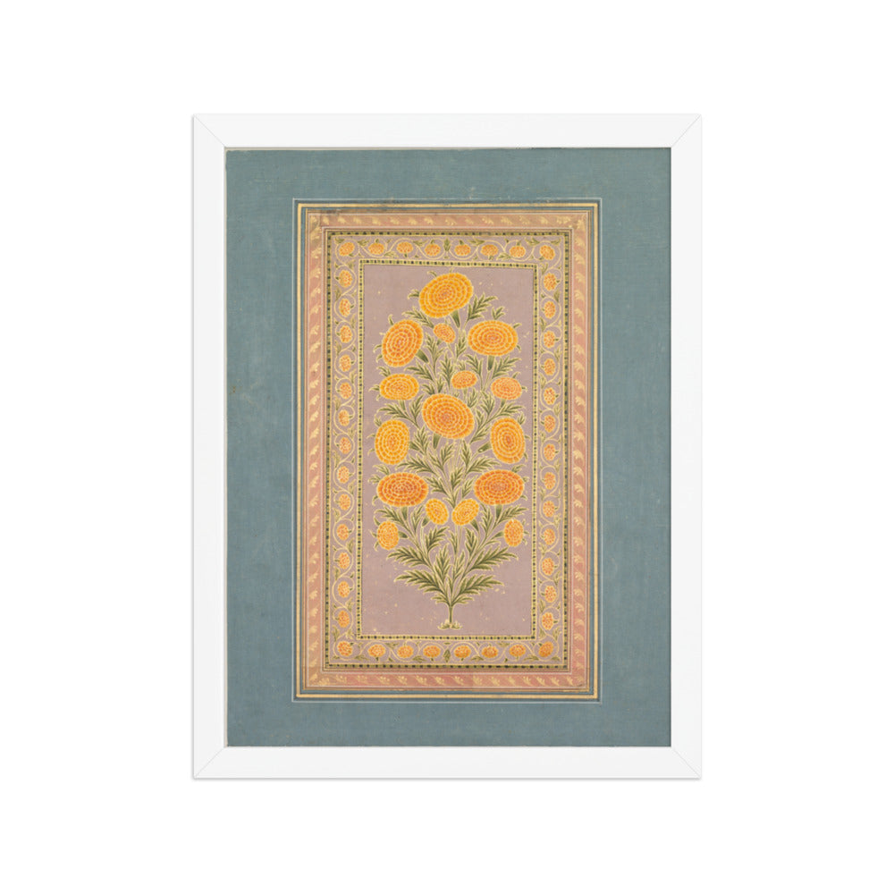 Flowering Marigold (verso) — Restored Mughal Wall Art — view 3