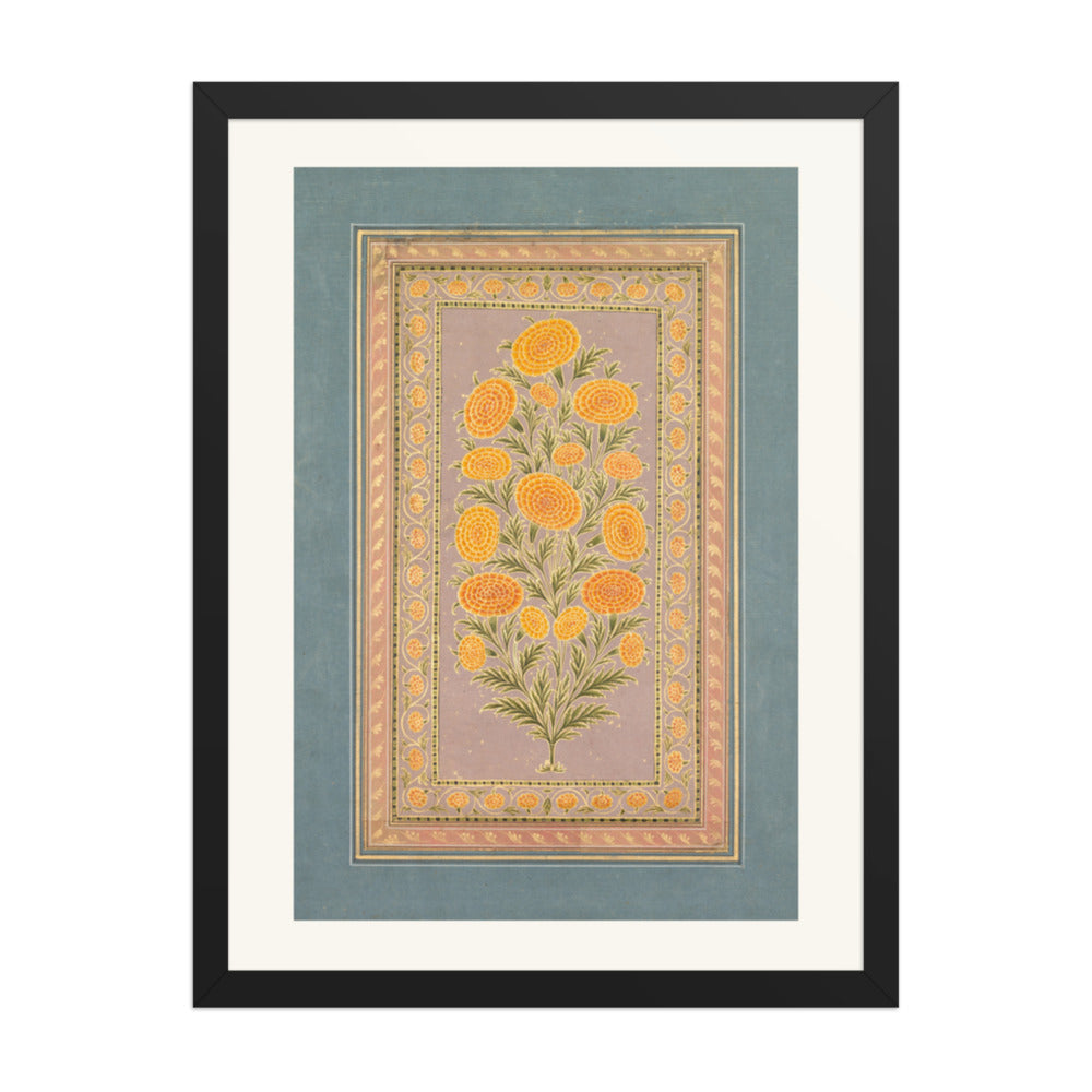 Flowering Marigold (verso) — Restored Mughal Wall Art — view 4