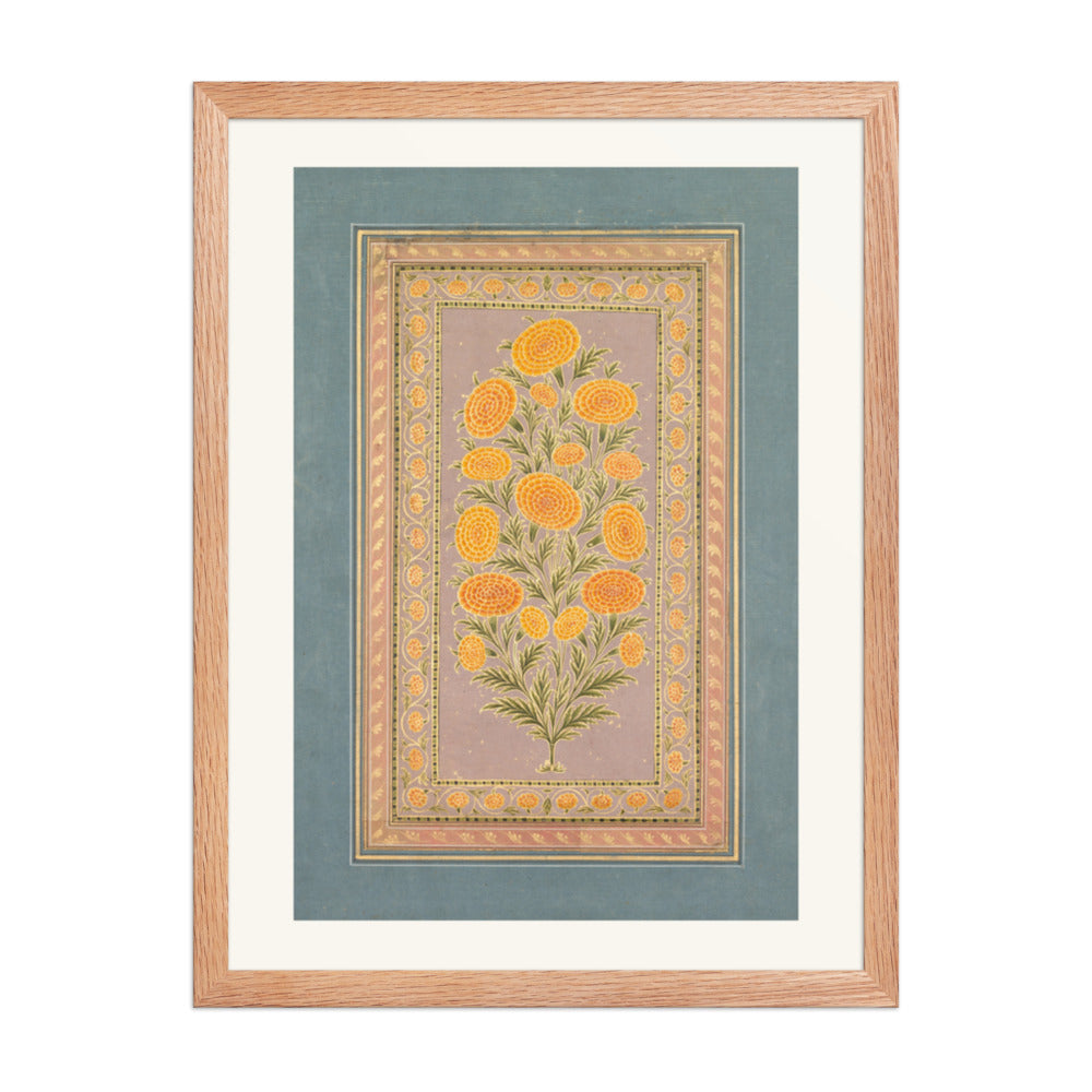 Flowering Marigold (verso) — Restored Mughal Wall Art — view 5