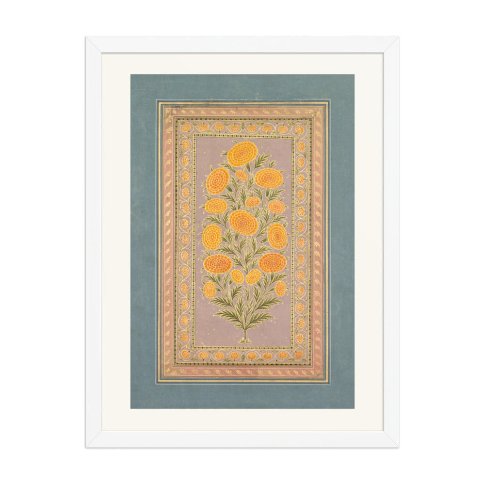 Flowering Marigold (verso) — Restored Mughal Wall Art — view 6
