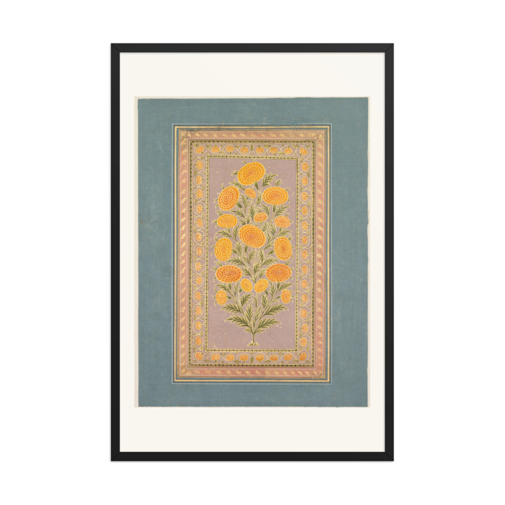 Flowering Marigold (verso) — Restored Mughal Wall Art — view 7