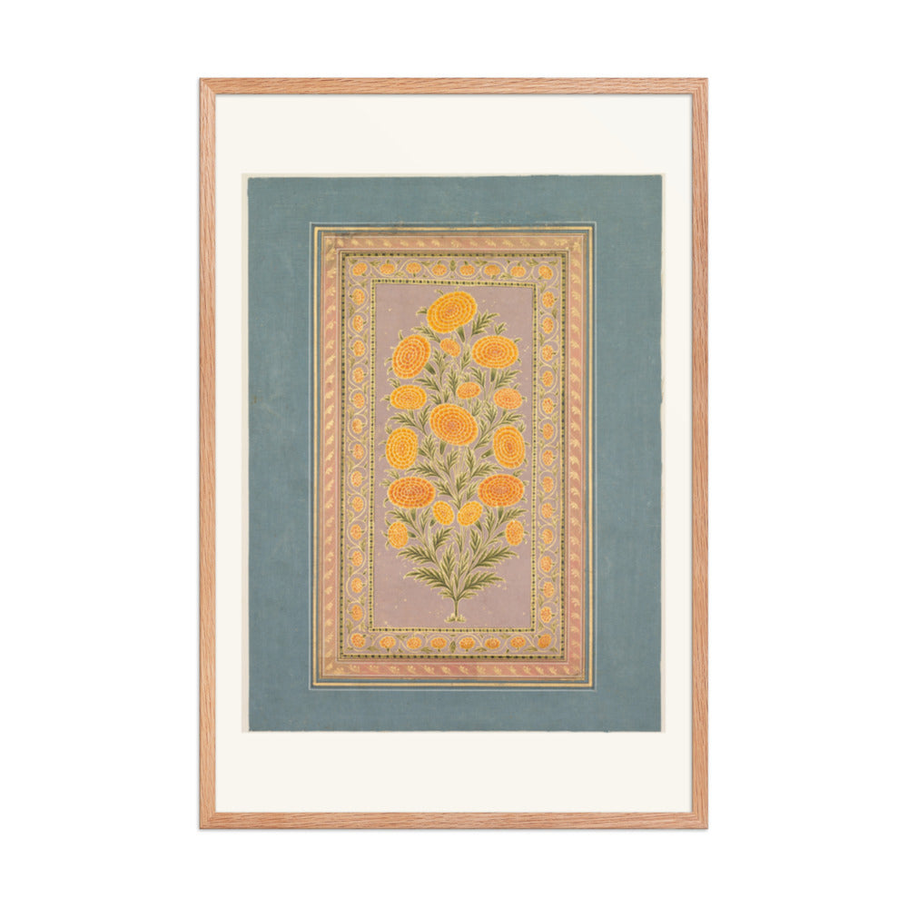 Flowering Marigold (verso) — Restored Mughal Wall Art — view 8
