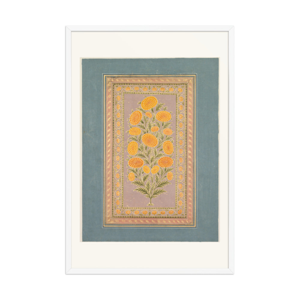 Flowering Marigold (verso) — Restored Mughal Wall Art — view 9