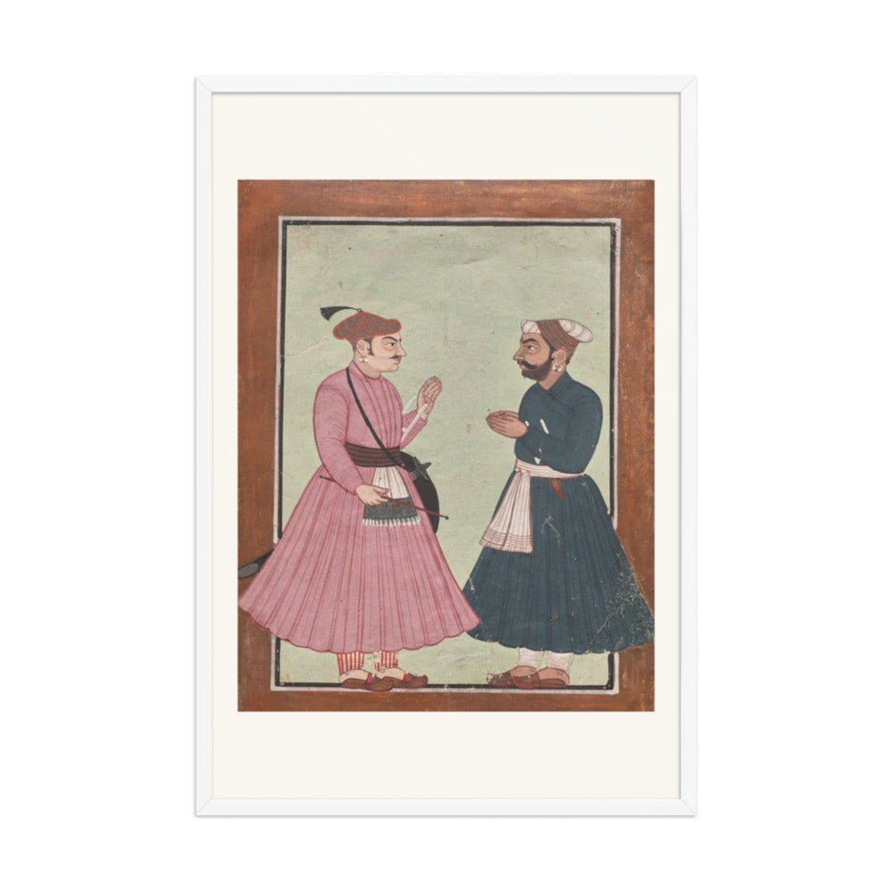 A Mandi royal family member receives a noble — Restored Pahari Wall Art — view 10