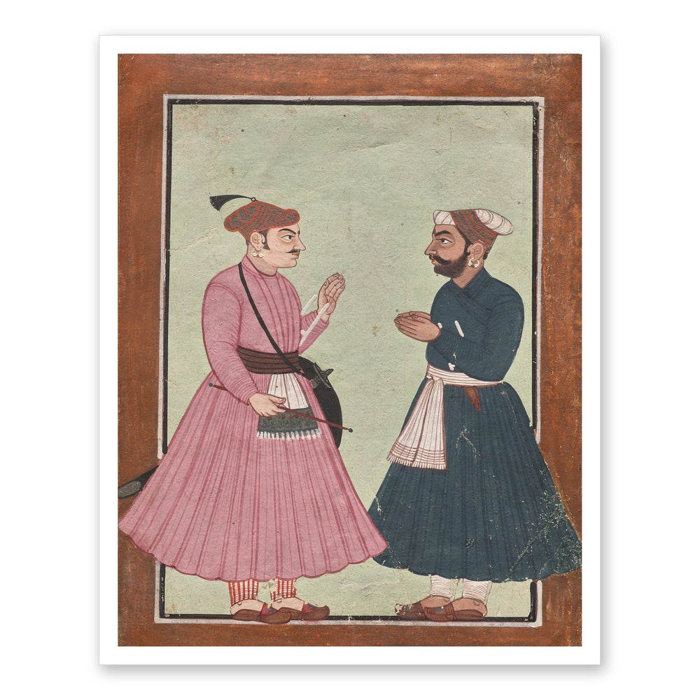 A Mandi royal family member receives a noble — Restored Pahari Wall Art — view 7