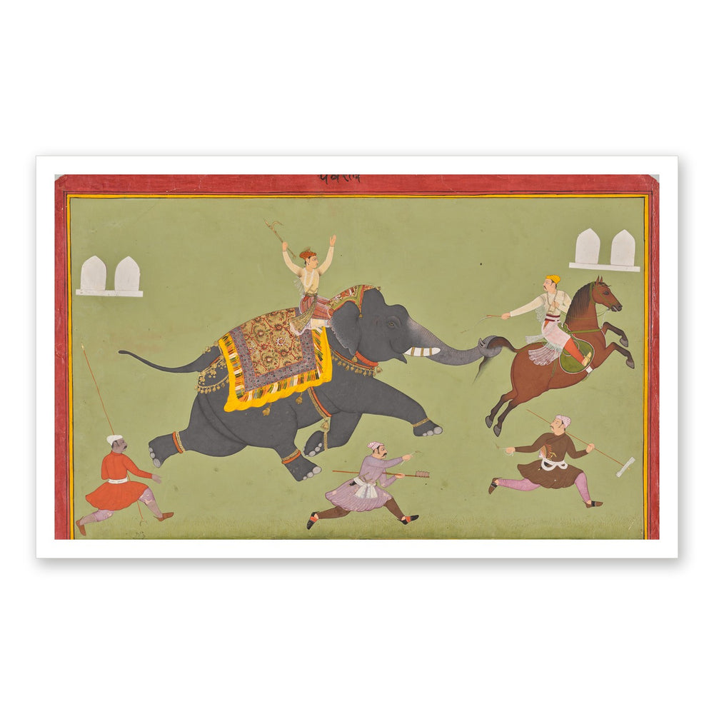 The Elephant of Maharana Jai Singh of Mewar (r. 1680–98) Catches a — Restored Rajput Wall Art — view 7