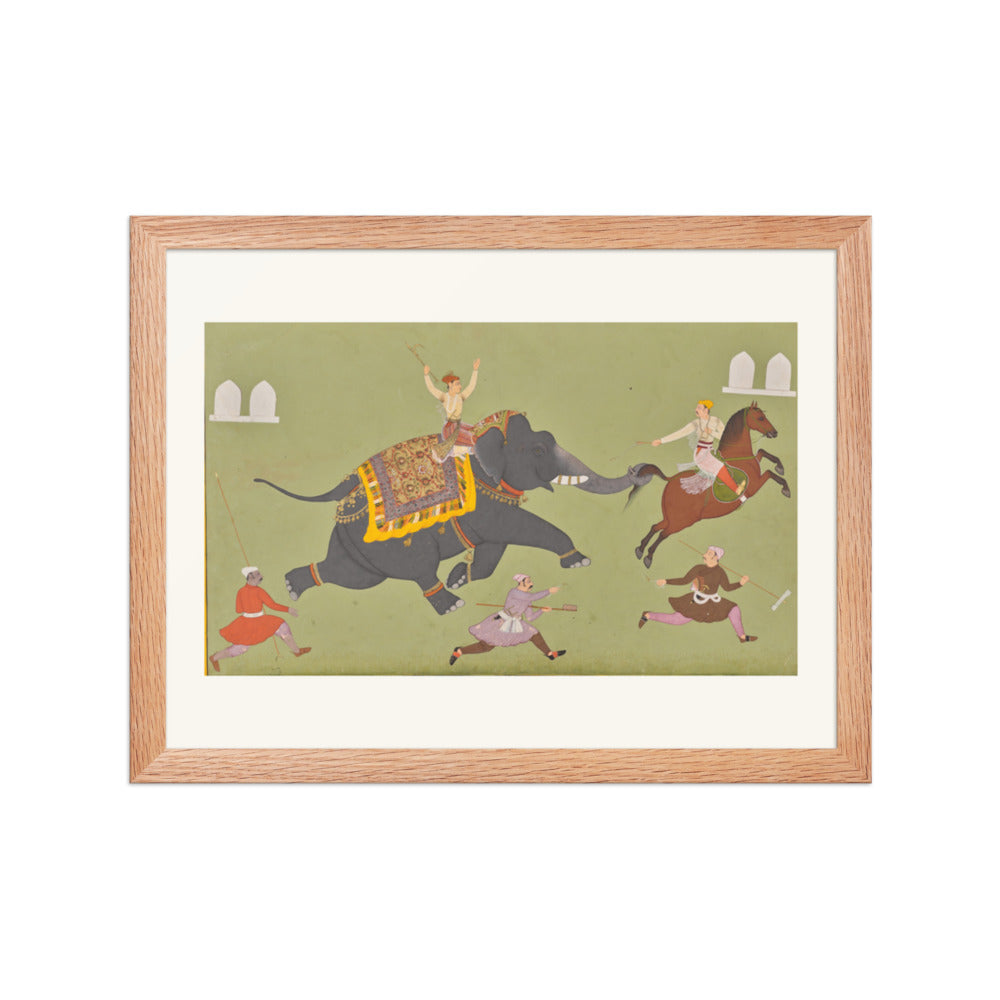 The Elephant of Maharana Jai Singh of Mewar (r. 1680–98) Catches a — Restored Rajput Wall Art — view 2