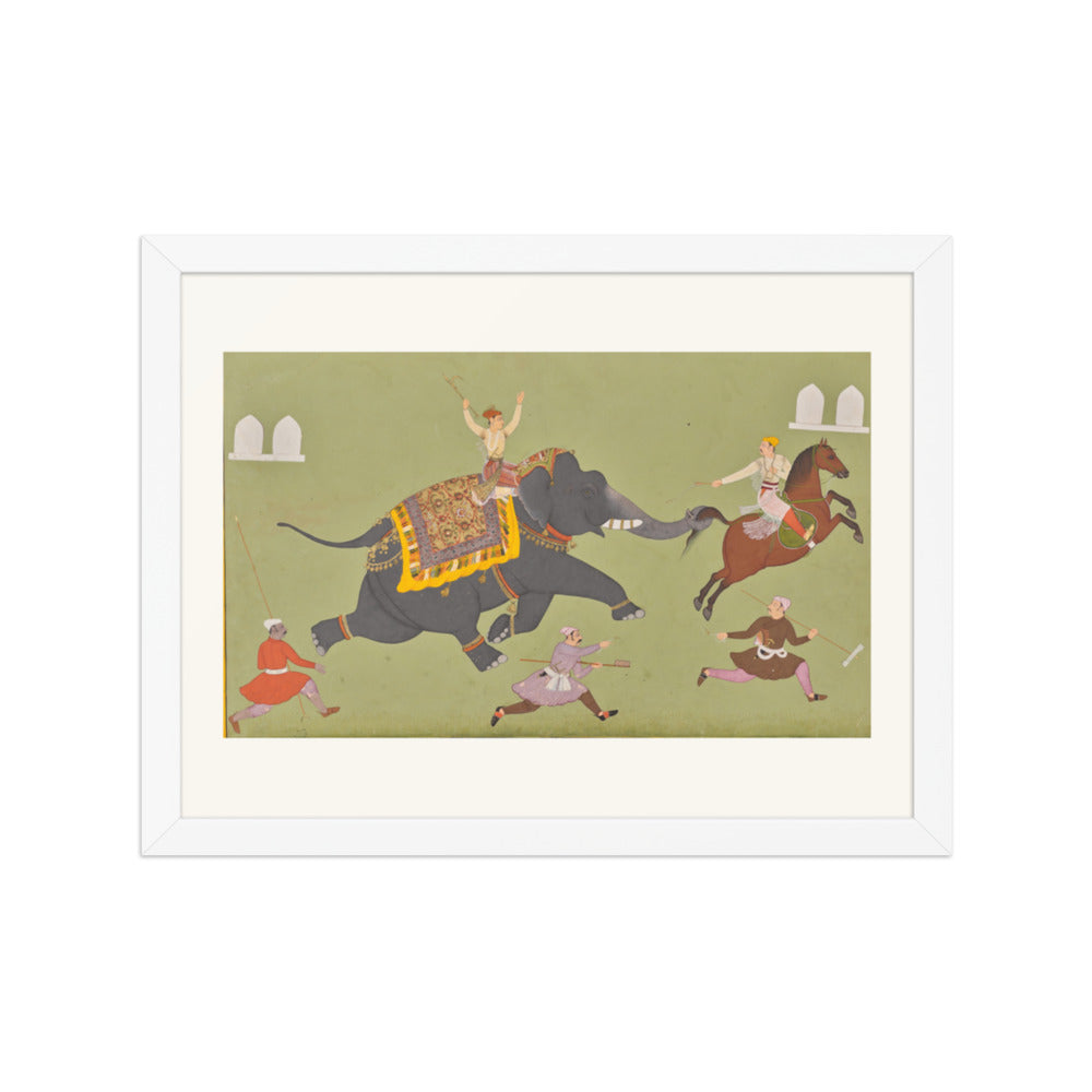 The Elephant of Maharana Jai Singh of Mewar (r. 1680–98) Catches a — Restored Rajput Wall Art — view 3