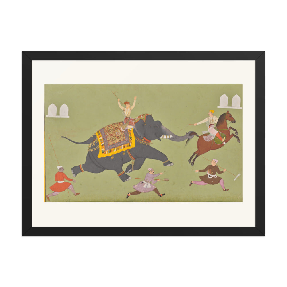 The Elephant of Maharana Jai Singh of Mewar (r. 1680–98) Catches a — Restored Rajput Wall Art — view 4