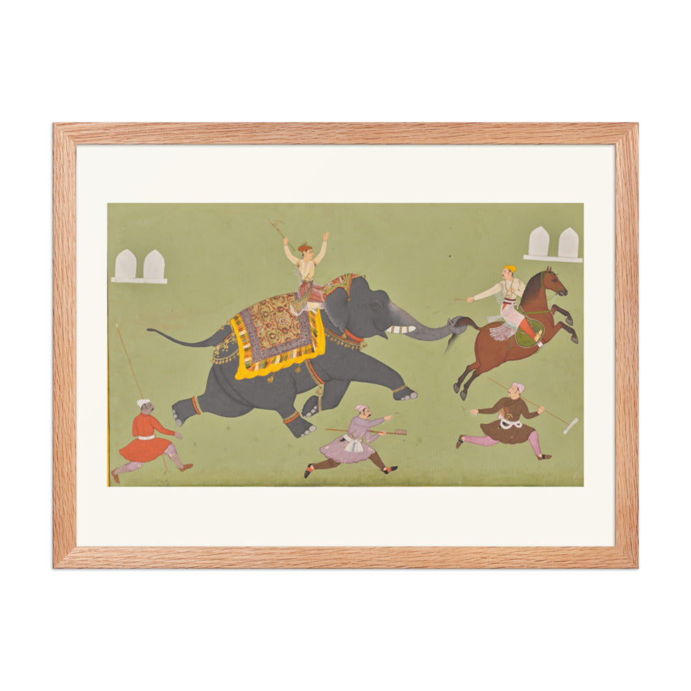 The Elephant of Maharana Jai Singh of Mewar (r. 1680–98) Catches a — Restored Rajput Wall Art — view 5
