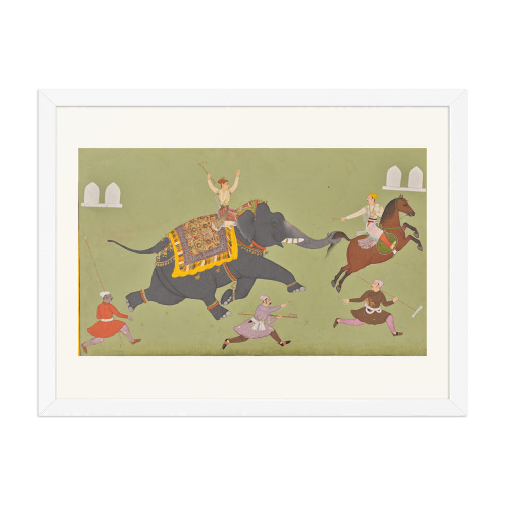 The Elephant of Maharana Jai Singh of Mewar (r. 1680–98) Catches a — Restored Rajput Wall Art — view 6