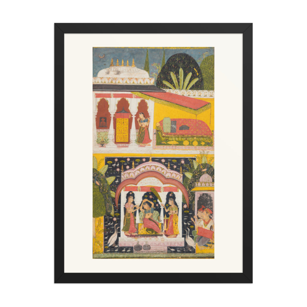 A Royal Woman in a Pavilion: Desavarari Ragini of Dipak, from a Ragamala — Restored Rajput Wall Art — view 4