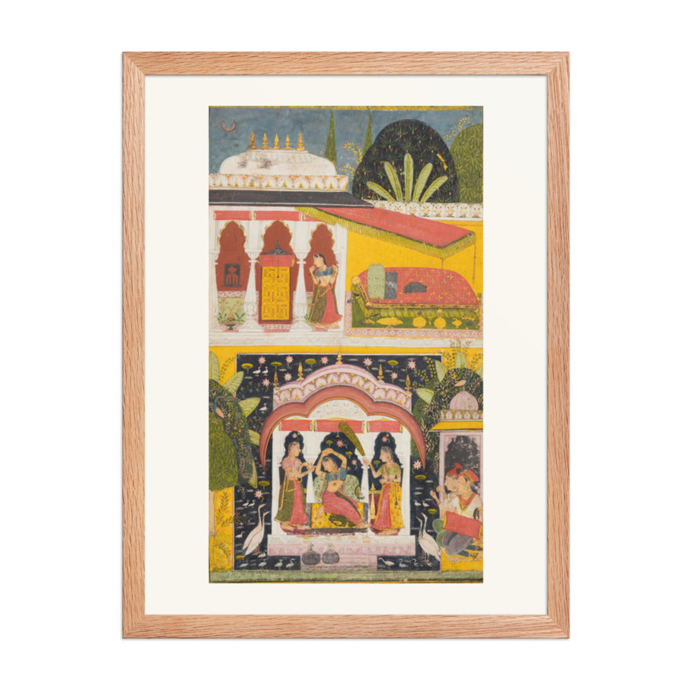 A Royal Woman in a Pavilion: Desavarari Ragini of Dipak, from a Ragamala — Restored Rajput Wall Art — view 5