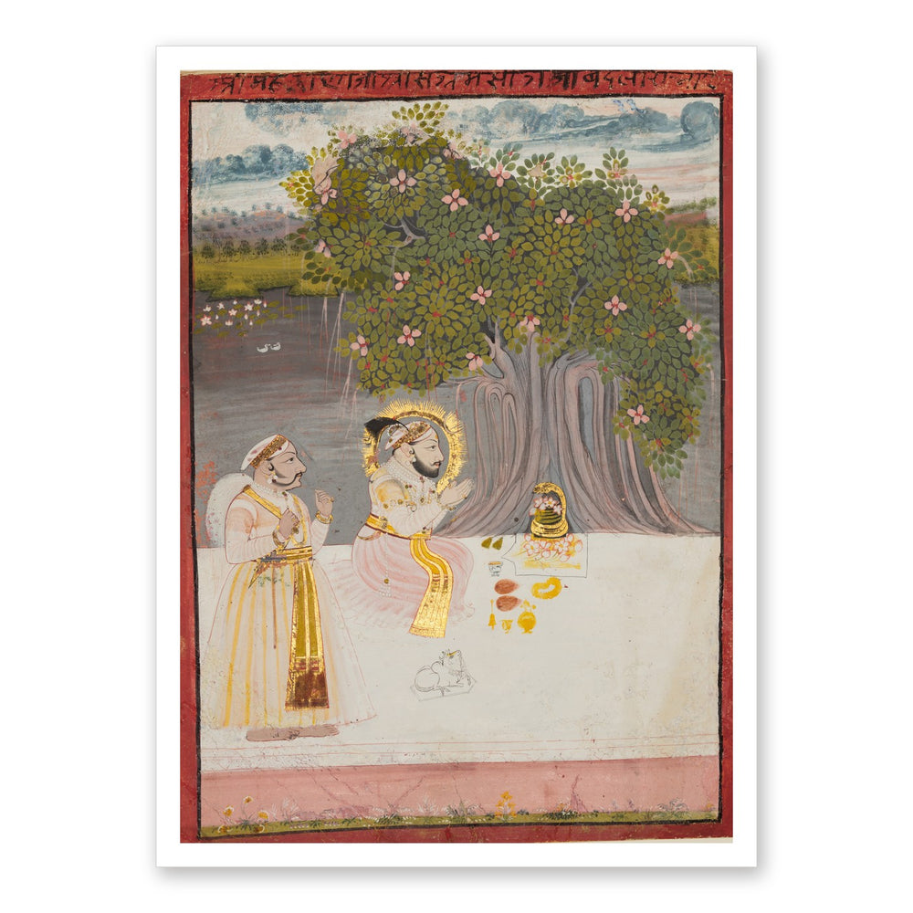 Maharana Sangram Singh II under a Banyan Tree — Restored Rajput Wall Art — view 7