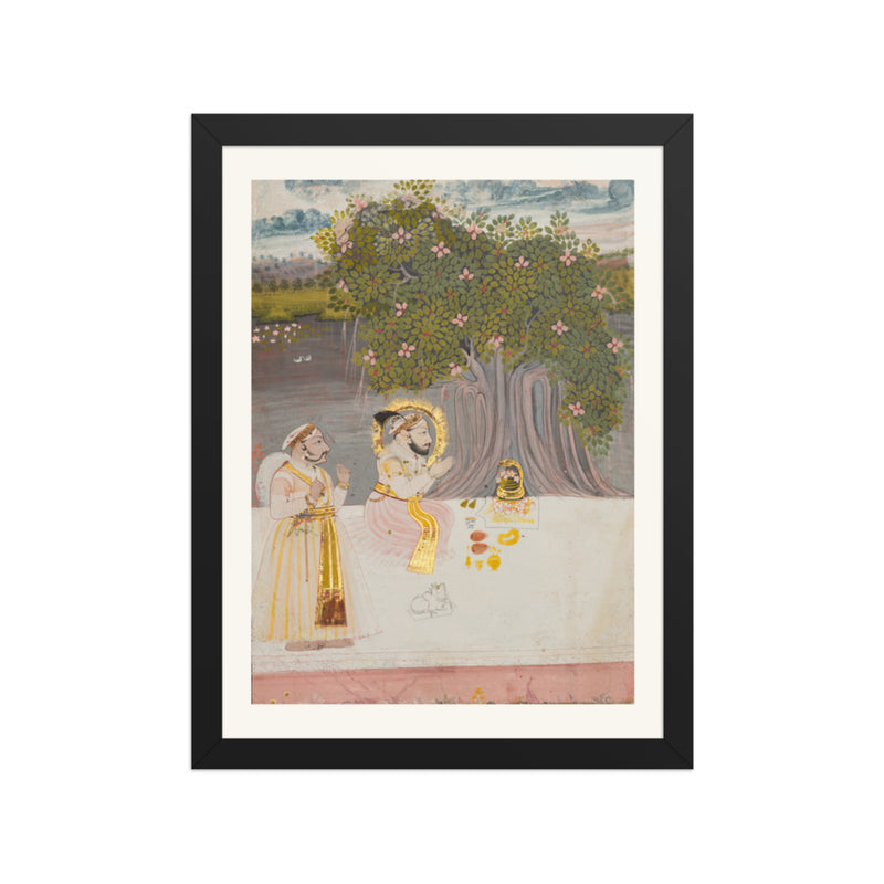 Maharana Sangram Singh II under a Banyan Tree — Restored Rajput Wall Art
