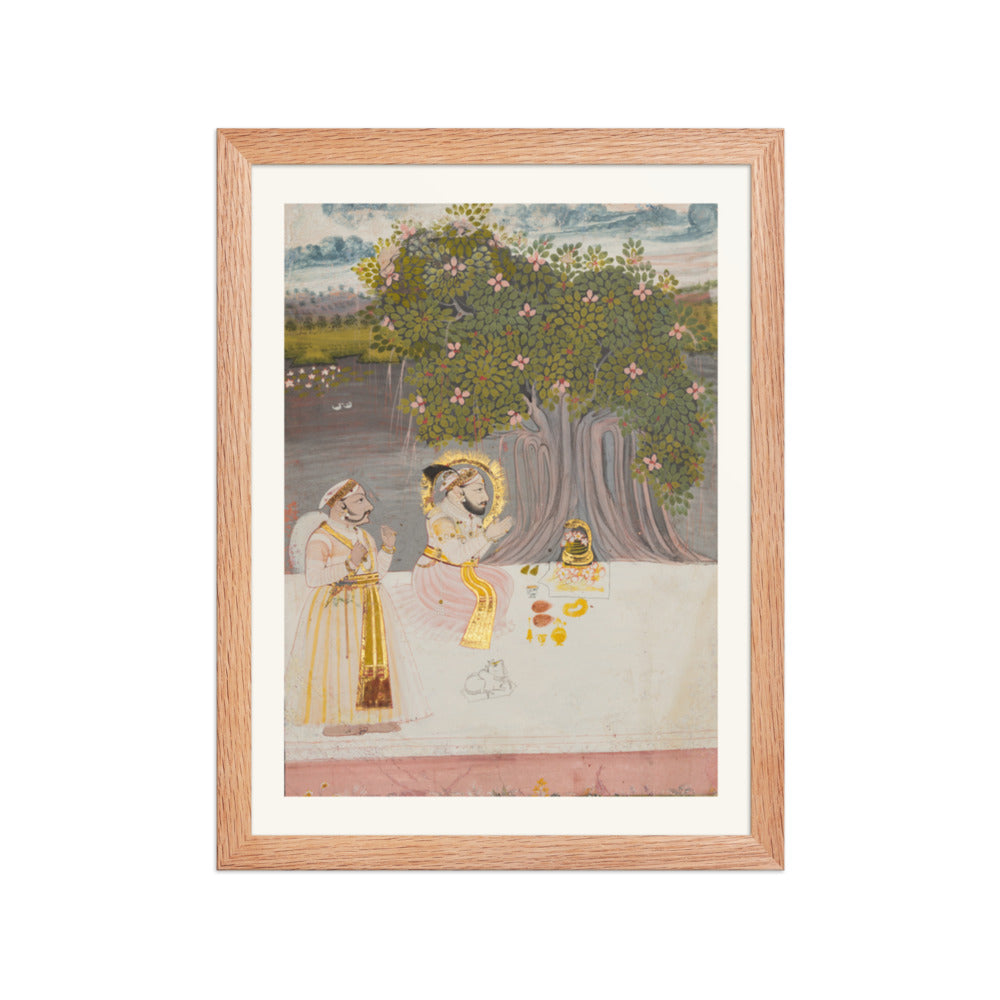 Maharana Sangram Singh II under a Banyan Tree — Restored Rajput Wall Art — view 2
