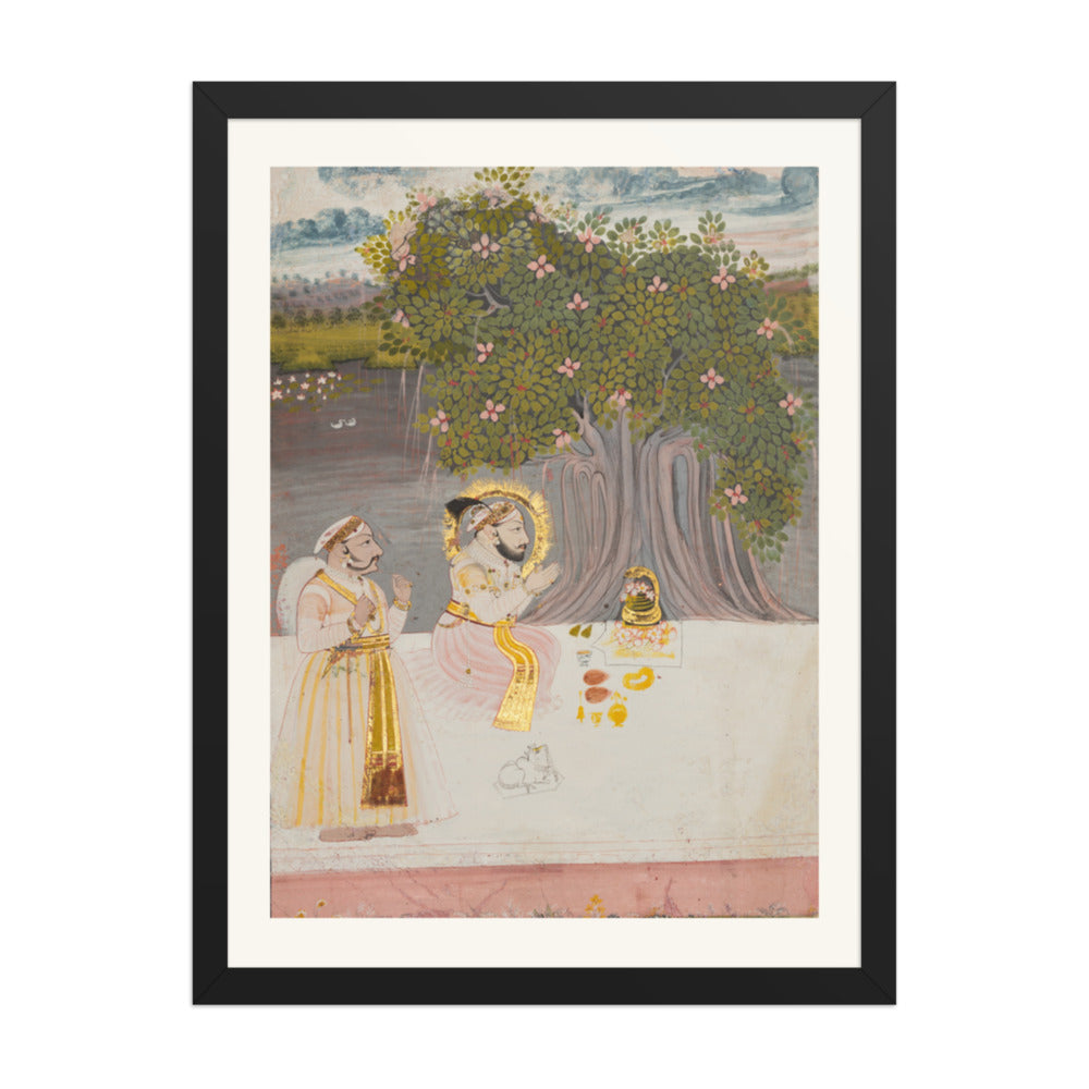 Maharana Sangram Singh II under a Banyan Tree — Restored Rajput Wall Art — view 4