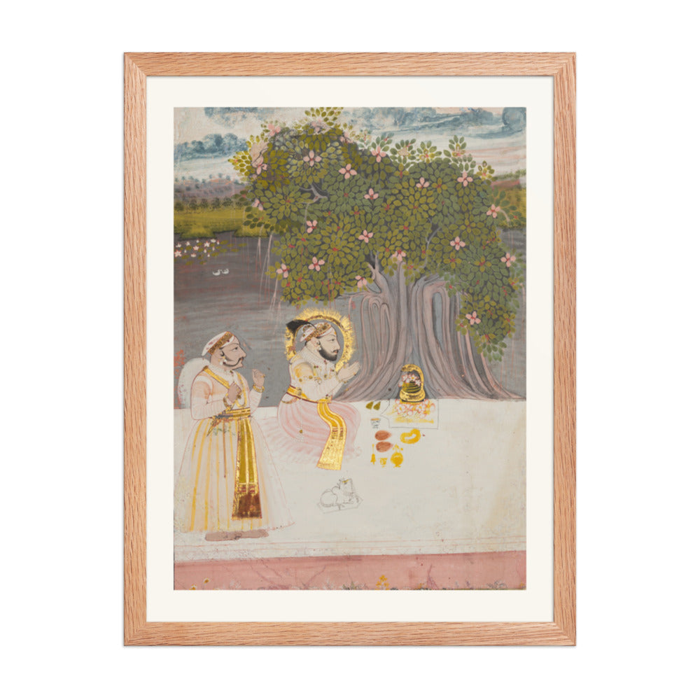 Maharana Sangram Singh II under a Banyan Tree — Restored Rajput Wall Art — view 5