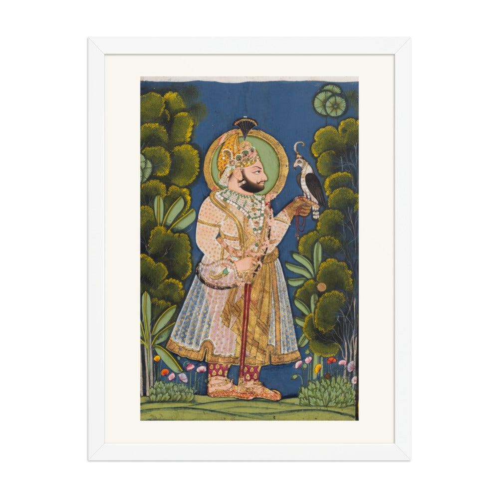 Maharana Jawan Singh of Mewar (r. 1828–38) Holding a Falcon — Restored Rajput Wall Art — view 6