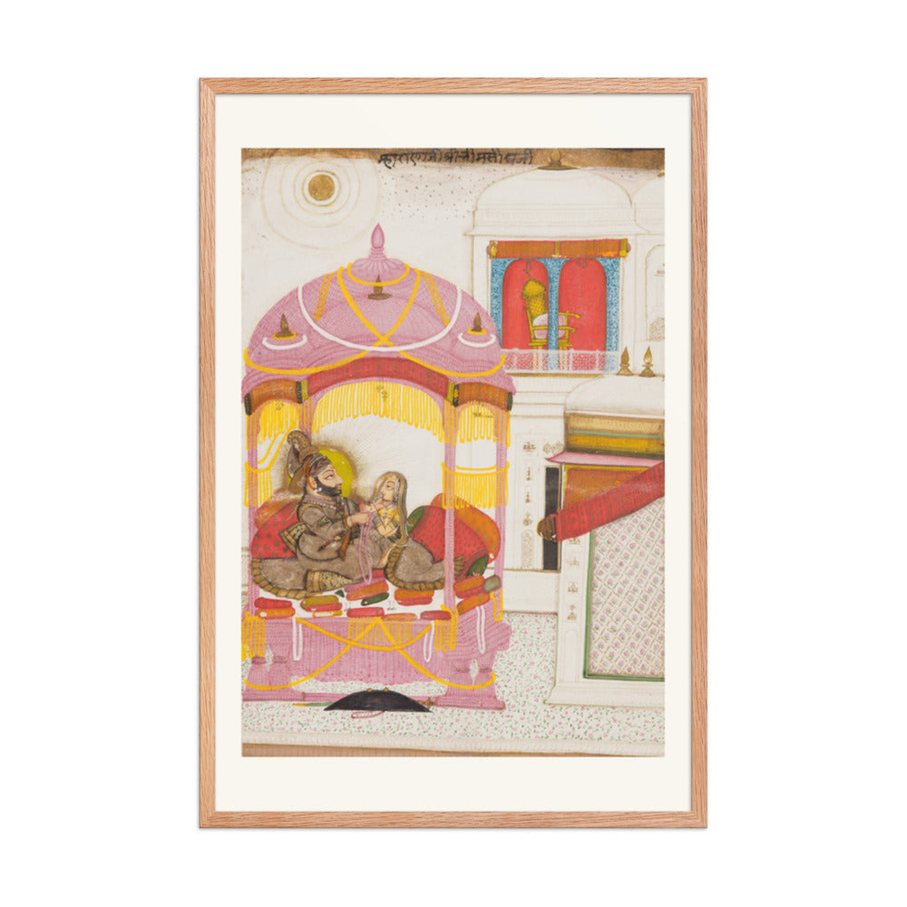 Maharana Bhim Singh of Mewar (r. 1778–1828) with a Consort — Restored Rajput Wall Art — view 9