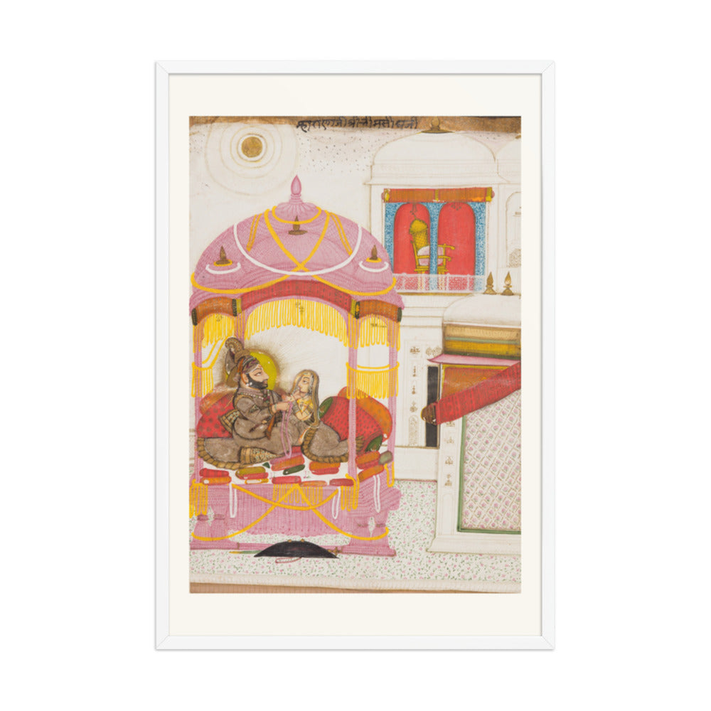 Maharana Bhim Singh of Mewar (r. 1778–1828) with a Consort — Restored Rajput Wall Art — view 10