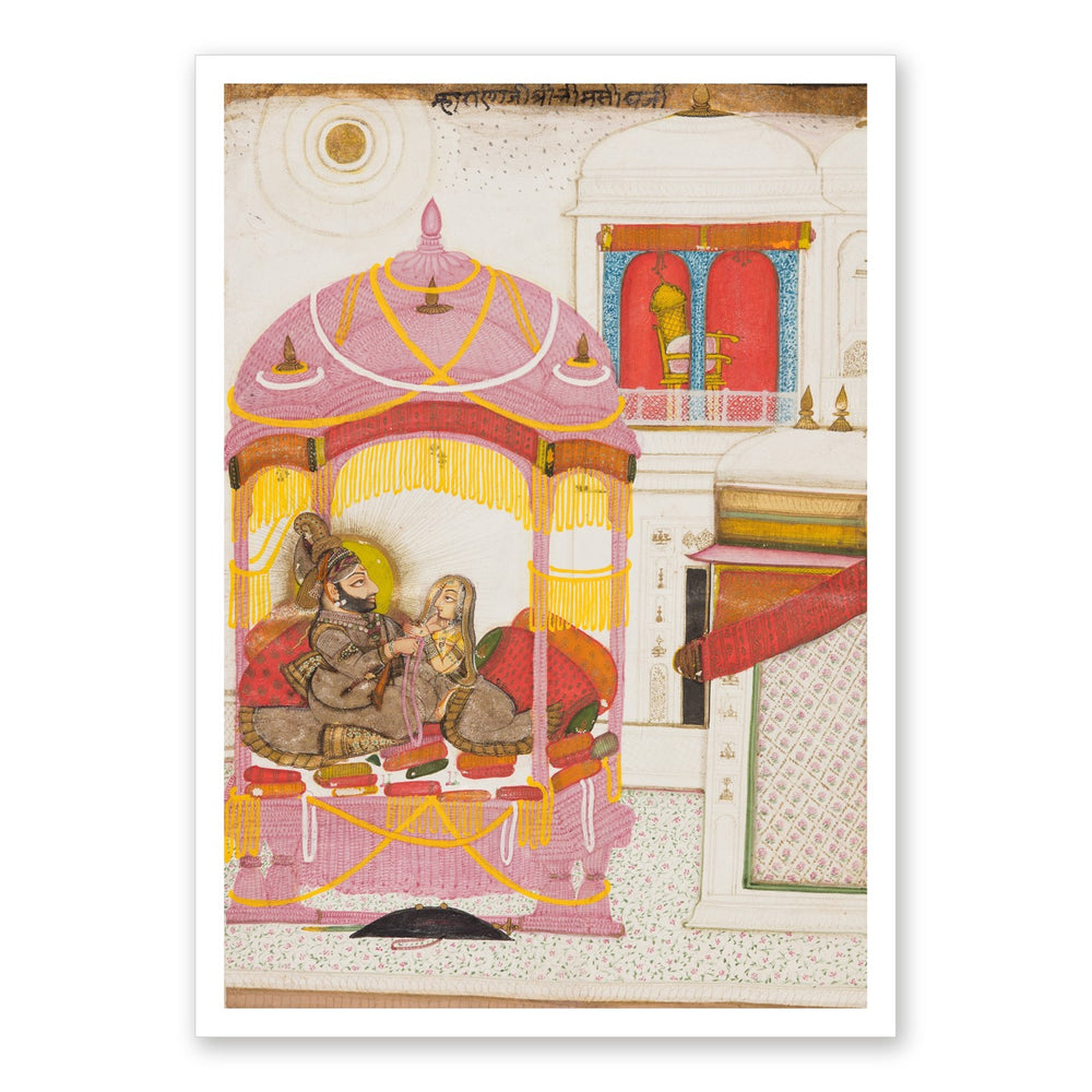 Maharana Bhim Singh of Mewar (r. 1778–1828) with a Consort — Restored Rajput Wall Art — view 7
