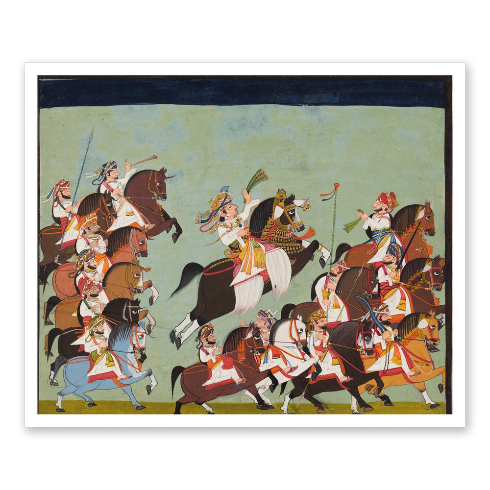 Maharaja Balwant Singh of Ratlam (r. 1825–57) in Procession with His — Restored Rajput Wall Art — view 7