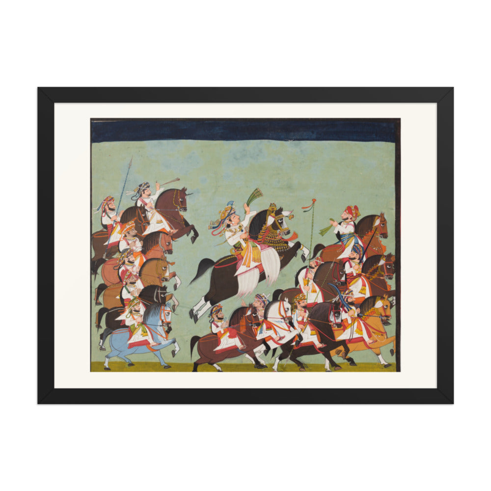 Maharaja Balwant Singh of Ratlam (r. 1825–57) in Procession with His — Restored Rajput Wall Art — view 4