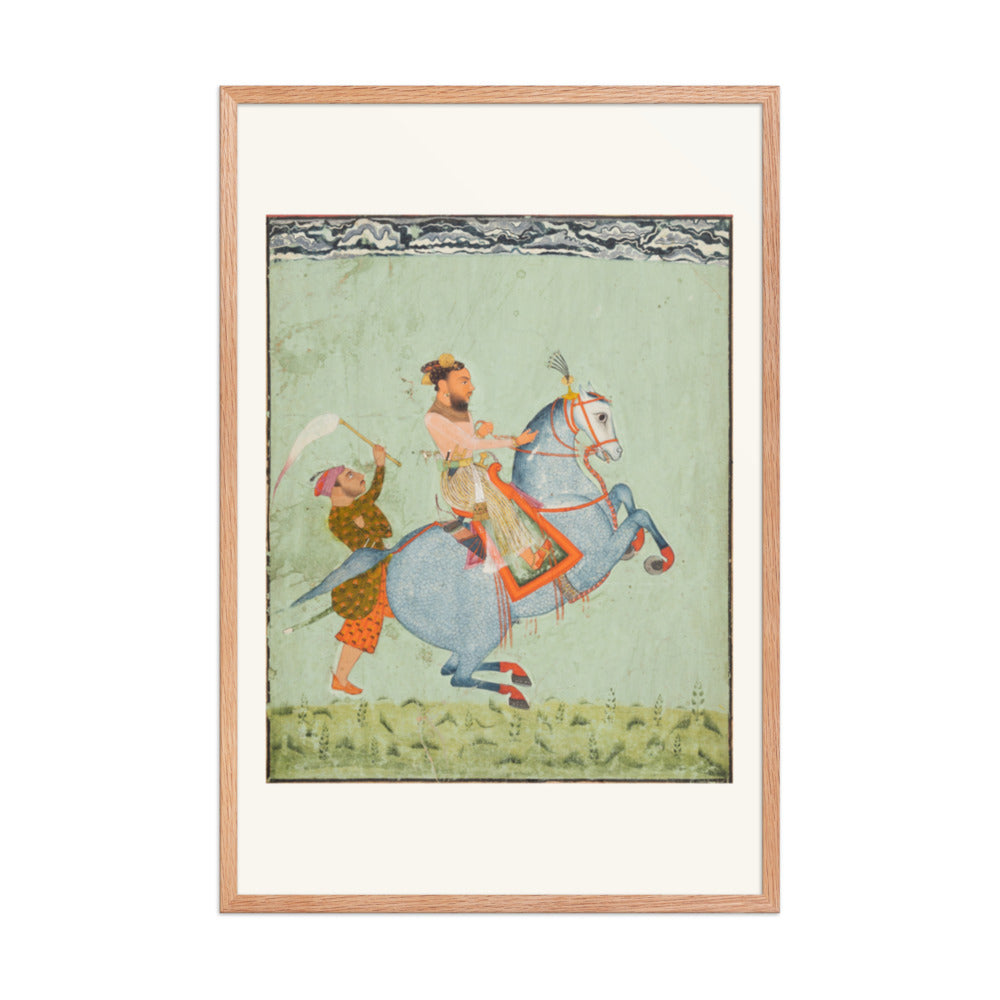 Prince Mathu Singh of Jatoli on a Blue Horse Riding to Udaipur — Restored Rajput Wall Art — view 9
