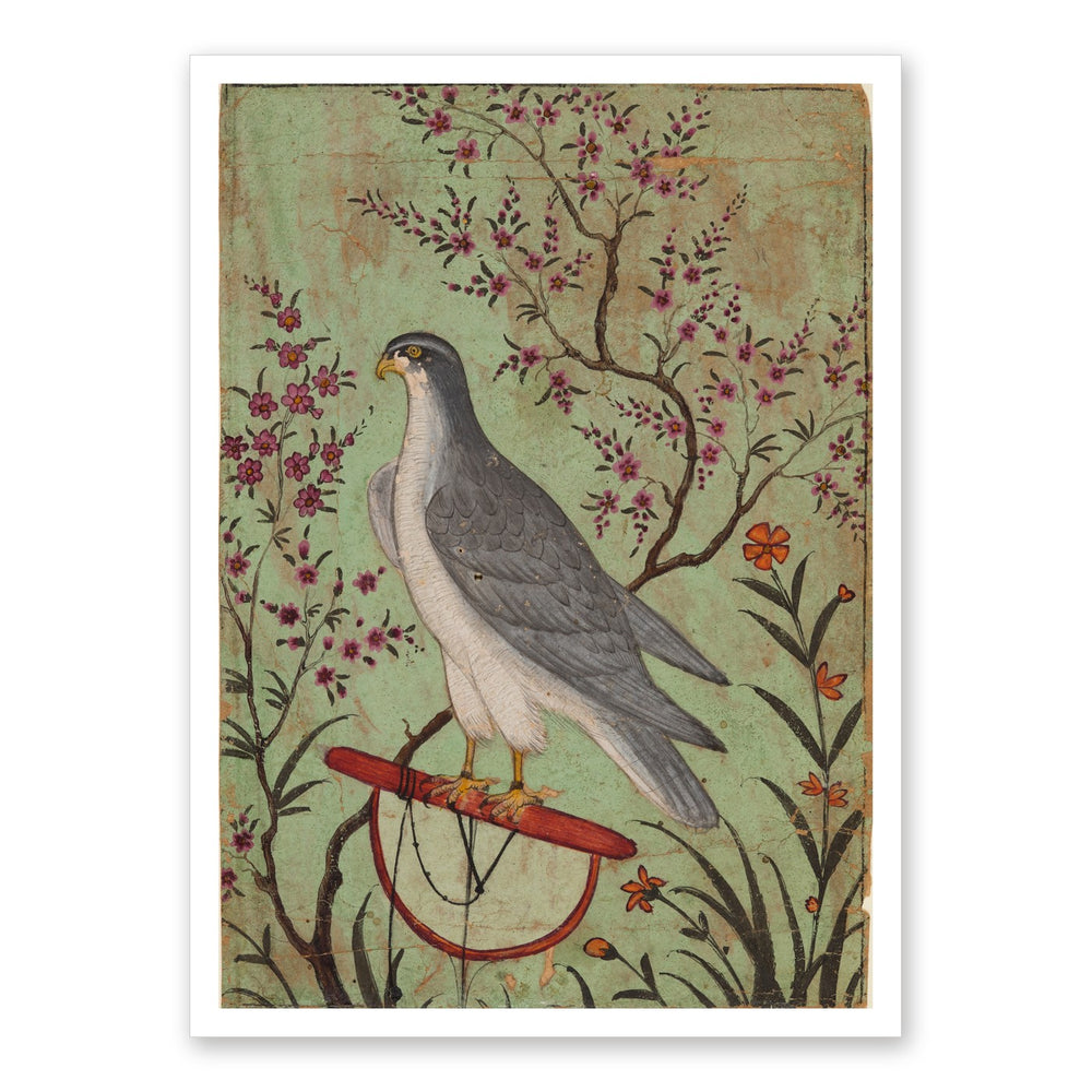 Falcon on a Perch — Restored Rajput Wall Art — view 7