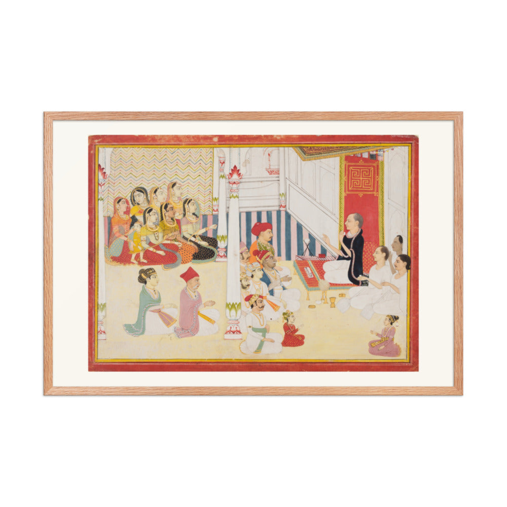 Shvetambara Jain Teacher Giving Instruction — Restored Rajput Wall Art — view 9