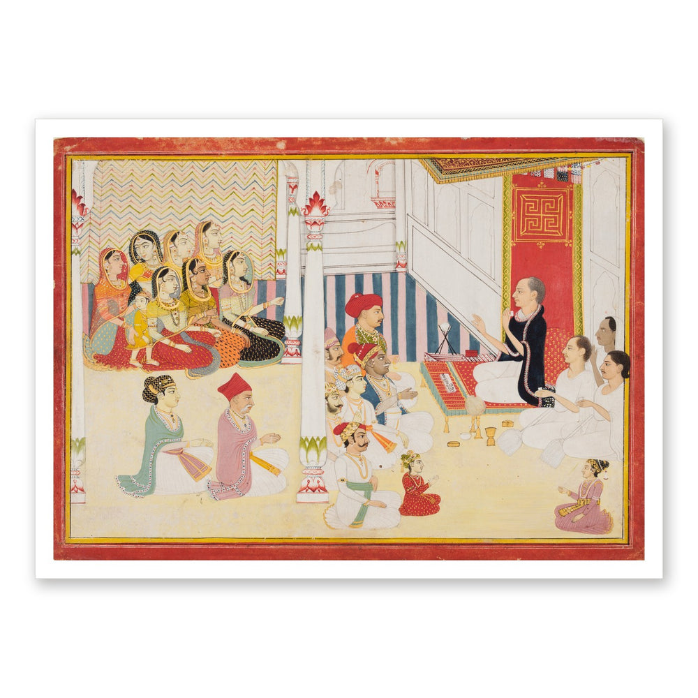Shvetambara Jain Teacher Giving Instruction — Restored Rajput Wall Art — view 7