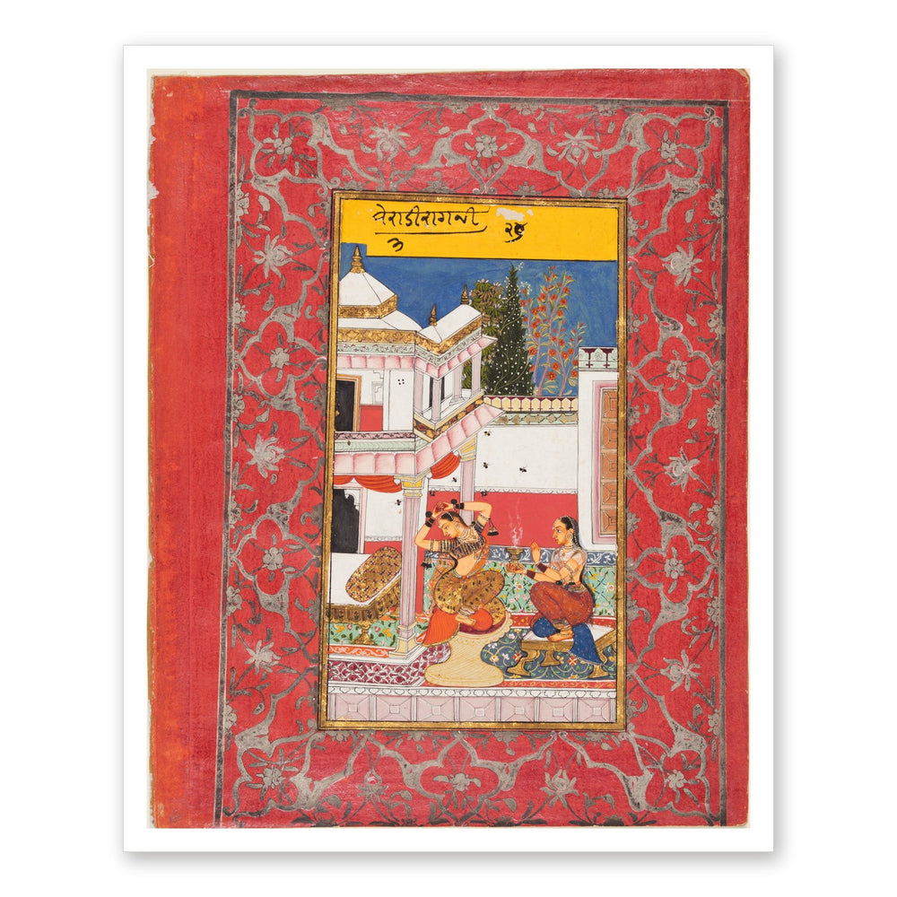 Woman Longing for Her Lover: Verati Ragini of Dipak, from a Ragamala — Restored Rajput Wall Art — view 7