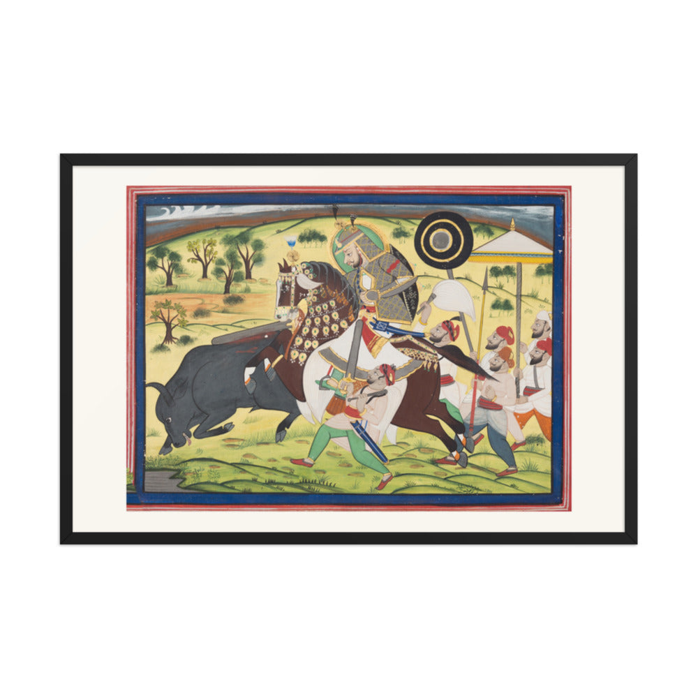 Maharao Ram Singh II of Kota (r. 1828–66) Hunting Buffalo — Restored Rajput Wall Art — view 8