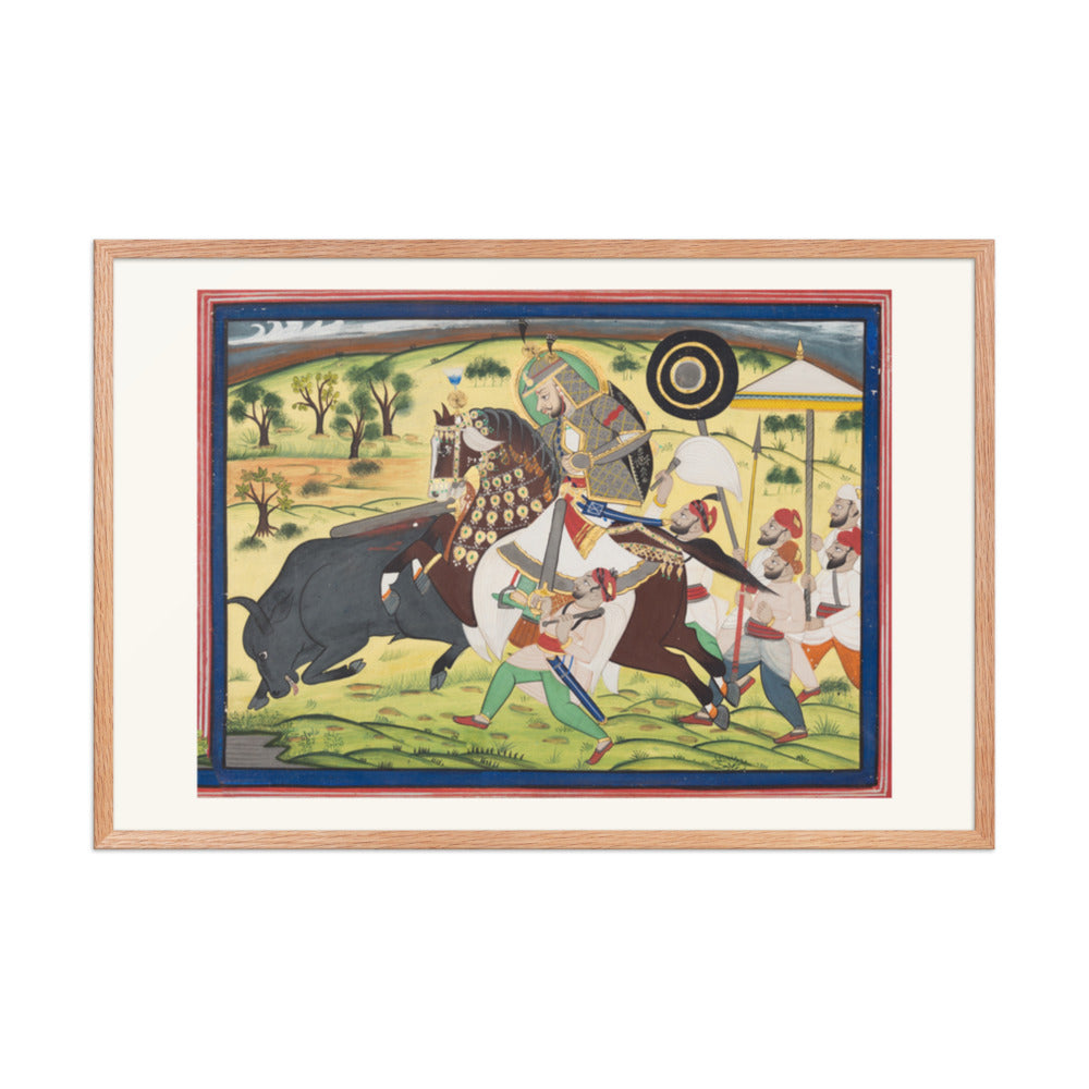 Maharao Ram Singh II of Kota (r. 1828–66) Hunting Buffalo — Restored Rajput Wall Art — view 9