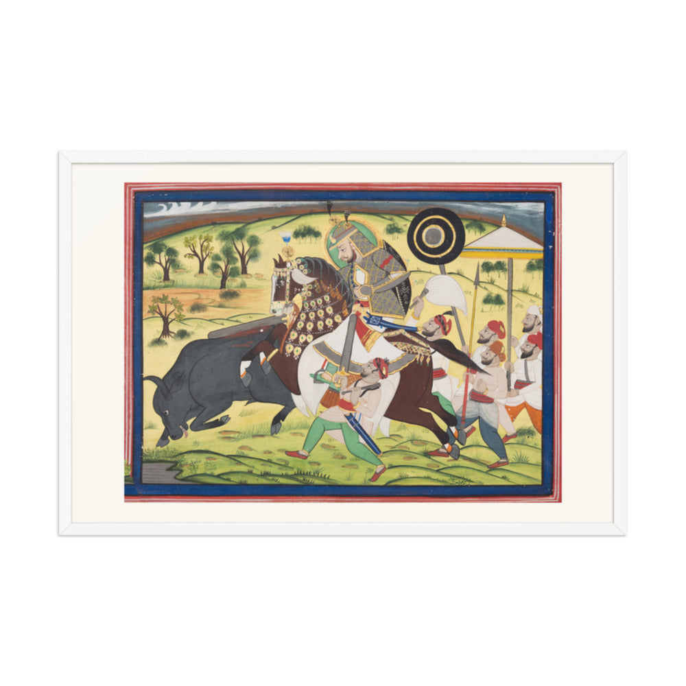 Maharao Ram Singh II of Kota (r. 1828–66) Hunting Buffalo — Restored Rajput Wall Art — view 10