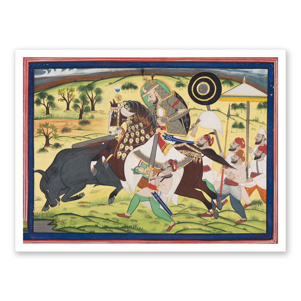 Maharao Ram Singh II of Kota (r. 1828–66) Hunting Buffalo — Restored Rajput Wall Art — view 7