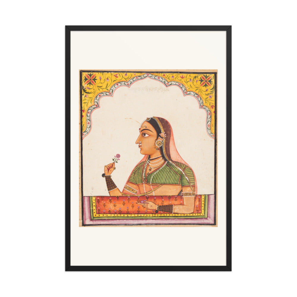 Noblewoman at a Jharokha Window — Restored Rajput Wall Art — view 8
