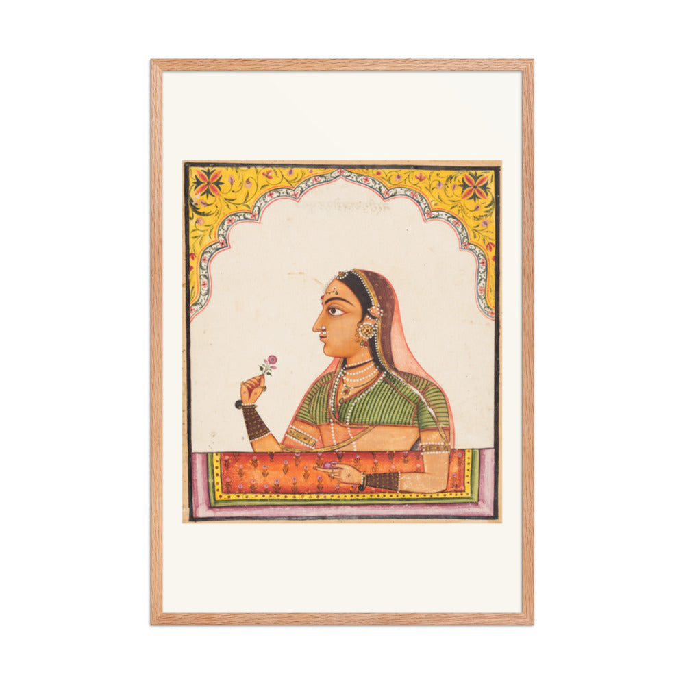 Noblewoman at a Jharokha Window — Restored Rajput Wall Art — view 9
