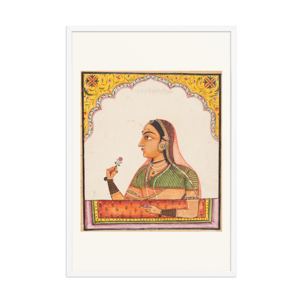 Noblewoman at a Jharokha Window — Restored Rajput Wall Art — view 10