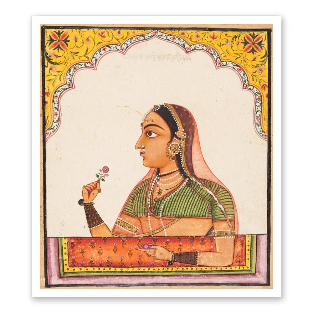 Noblewoman at a Jharokha Window — Restored Rajput Wall Art — view 7