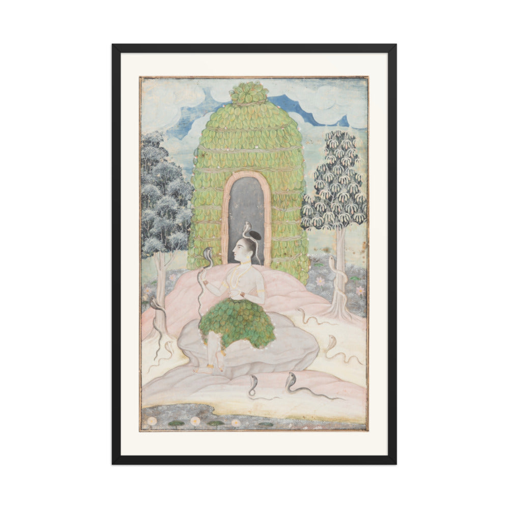 Ascetic Princess with Snakes in a Wilderness: Asavari — Restored Rajput Wall Art — view 8