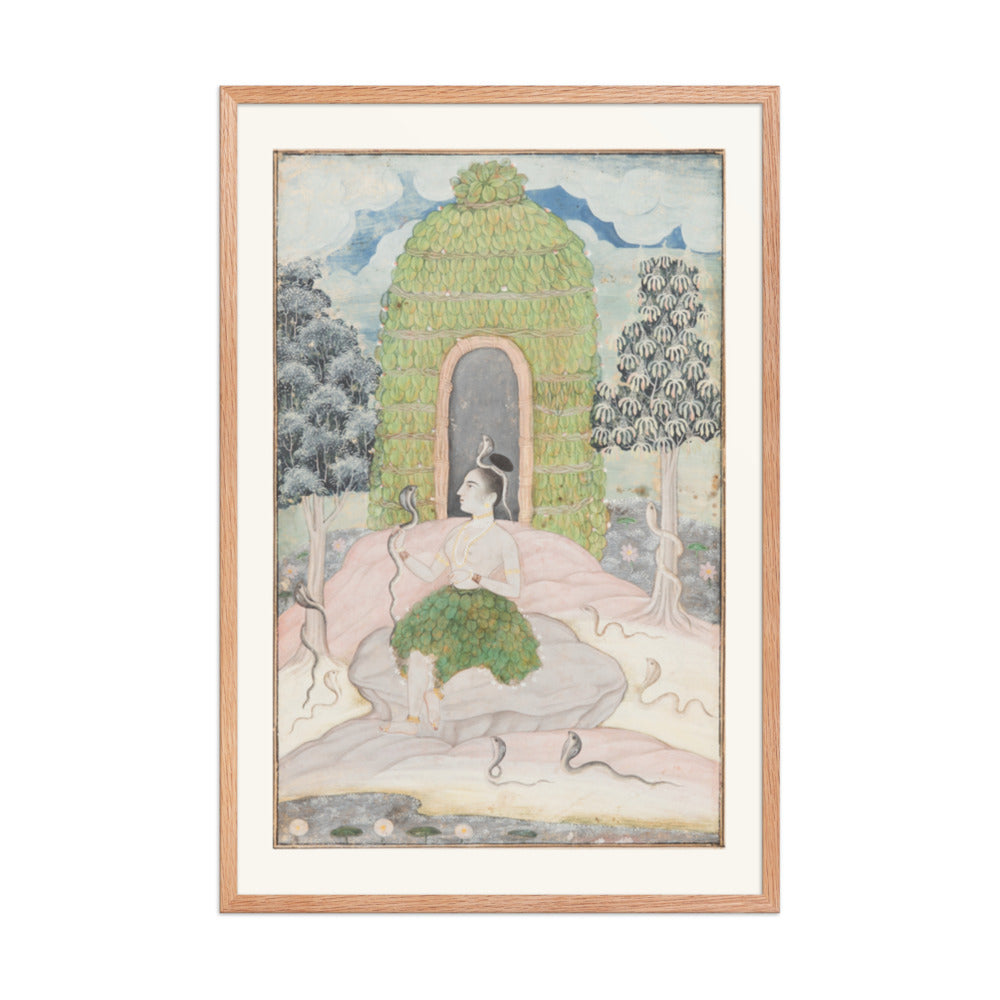 Ascetic Princess with Snakes in a Wilderness: Asavari — Restored Rajput Wall Art — view 9